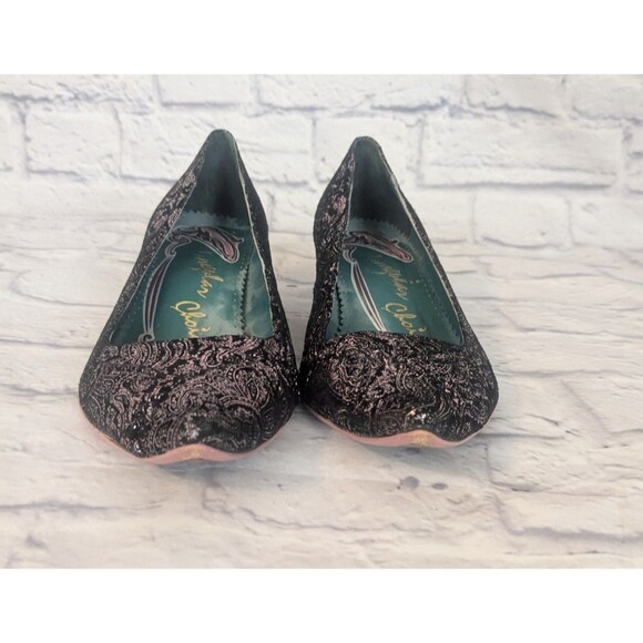 Irregular Choice Purple & Black  velvet Shimmer Print Pointed Heels Women 39.5 - Picture 3 of 12